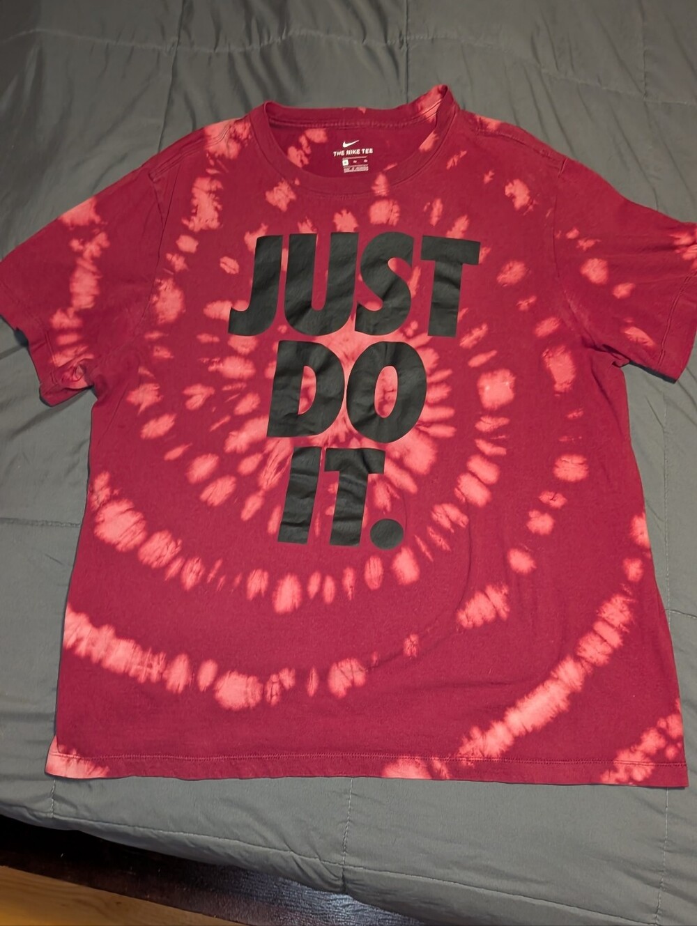 Nike Just Do It Tie Dye T Shirt Red Bleach Swirl Graphic Tee XL